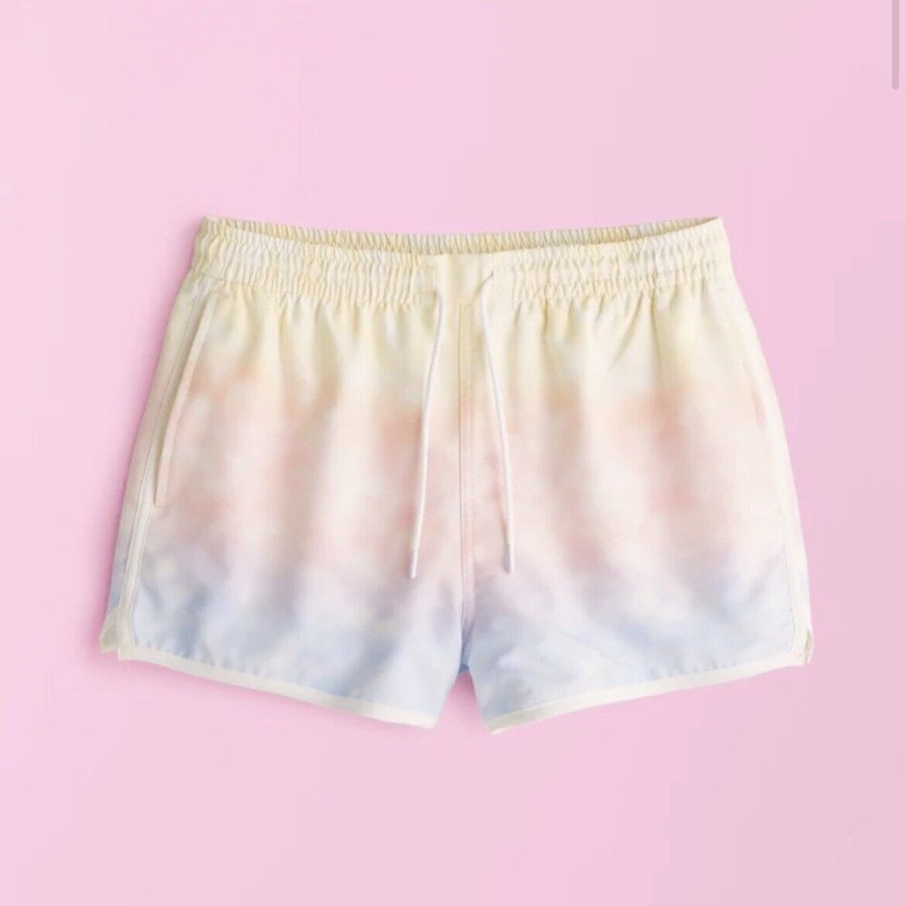 New ABERCROMBIE & FITCH Mens XL Cabana Swim Trunks Rainbow Ombre Pride